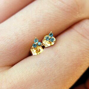 Mini Lotus Studs (Blue Topaz)
